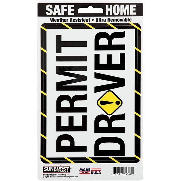 Sunburst Systems Decal Permit Driver 8.5 in x 5 in, 2-Pack PK 5149